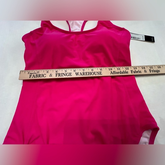 NICOLE MILLER STUDIO ONE PIECE RACER BACK HOT PINK SWIM SUIT SIZE MEDIUM  NWT - Picture 5 of 12